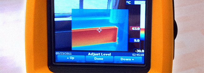 thermal imaging device detecting water leak